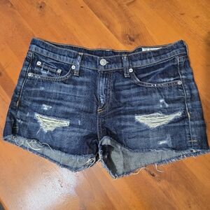 Rag & Bone Cut Off Denim Jean Shorts in Sheffield Size 27 Distressed Cheeky
